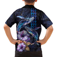 Hawaiian Whales Love Couple Family Matching Puletasi and Hawaiian Shirt Hibiscus and Kakau Art Tattoo Night Sky Vibe