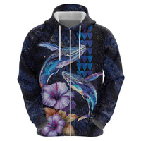 Hawaiian Whales Love Couple Hoodie Hibiscus and Kakau Art Tattoo Night Sky Vibe