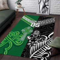 New Zealand And Ireland Rugby Custom Area Rug Maori Tiki With Shamrock