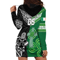 New Zealand And Ireland Rugby Custom Hoodie Dress Maori Tiki With Shamrock