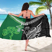 New Zealand And Ireland Rugby Custom Sarong Maori Tiki With Shamrock
