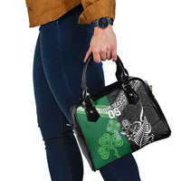 New Zealand And Ireland Rugby Custom Shoulder Handbag Maori Tiki With Shamrock LT05 - Polynesian Pride