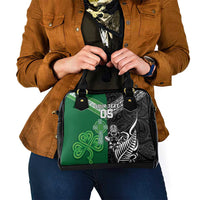 New Zealand And Ireland Rugby Custom Shoulder Handbag Maori Tiki With Shamrock LT05 - Polynesian Pride