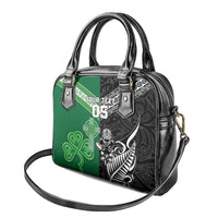 New Zealand And Ireland Rugby Custom Shoulder Handbag Maori Tiki With Shamrock LT05 - Polynesian Pride