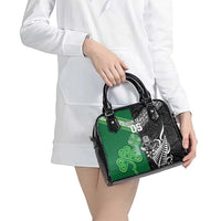 New Zealand And Ireland Rugby Custom Shoulder Handbag Maori Tiki With Shamrock LT05 - Polynesian Pride
