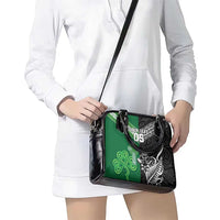 New Zealand And Ireland Rugby Custom Shoulder Handbag Maori Tiki With Shamrock LT05 - Polynesian Pride