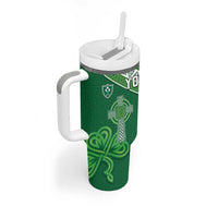 New Zealand And Ireland Rugby Custom Tumbler With Handle Maori Tiki With Shamrock LT05 - Polynesian Pride
