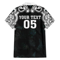 Custom New Zealand Fern Women Rugby Family Matching Off The Shoulder Long Sleeve Dress and Hawaiian Shirt Maori Pattern