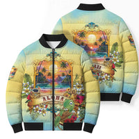 Aloha Hawaii Turtle Bomber Puffer Jacket Retro Style - Polynesian Pride