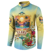 Aloha Hawaii Turtle Button Sweatshirt Retro Style - Polynesian Pride