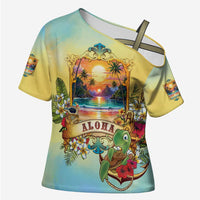 Aloha Hawaii Turtle Cross Shoulder Shirt Retro Style - Polynesian Pride