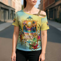 Aloha Hawaii Turtle Cross Shoulder Shirt Retro Style - Polynesian Pride