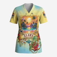 Aloha Hawaii Turtle Scrub Top Retro Style - Polynesian Pride
