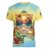 Aloha Hawaii Turtle Women V-Neck T-Shirt Retro Style - Polynesian Pride