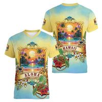 Aloha Hawaii Turtle Women V-Neck T-Shirt Retro Style - Polynesian Pride