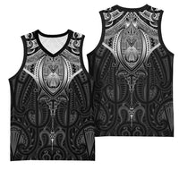 New Zealand Aotearoa Basketball Jersey Maori Manta Ray Moko Black LT05 - Polynesian Pride
