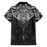 New Zealand Aotearoa Family Matching Puletasi and Hawaiian Shirt Maori Manta Ray Moko Black LT05 - Polynesian Pride