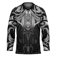 New Zealand Aotearoa Hockey Jersey Maori Manta Ray Moko Black - Polynesian Pride