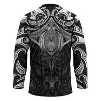 New Zealand Aotearoa Hockey Jersey Maori Manta Ray Moko Black - Polynesian Pride