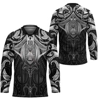New Zealand Aotearoa Hockey Jersey Maori Manta Ray Moko Black - Polynesian Pride
