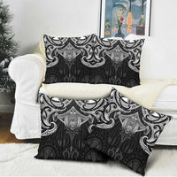 New Zealand Aotearoa Pillow Cover Maori Manta Ray Moko Black - Polynesian Pride