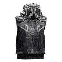 New Zealand Aotearoa Sleeveless Zip Hoodie Maori Manta Ray Moko Black LT05 - Polynesian Pride