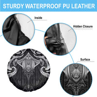 New Zealand Aotearoa Spare Tire Cover Maori Manta Ray Moko Black - Polynesian Pride
