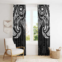 New Zealand Aotearoa Window Curtain Maori Manta Ray Moko Black - Polynesian Pride