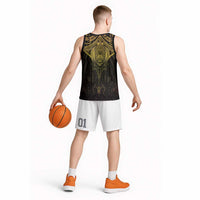 New Zealand Aotearoa Basketball Jersey Maori Manta Ray Moko Gold LT05 - Polynesian Pride