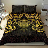 New Zealand Aotearoa Bedding Set Maori Manta Ray Moko Gold - Polynesian Pride