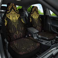 New Zealand Aotearoa Car Seat Cover Maori Manta Ray Moko Gold LT05 One Size Gold - Polynesian Pride