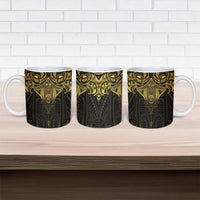 New Zealand Aotearoa Ceramic Mug Maori Manta Ray Moko Gold - Polynesian Pride