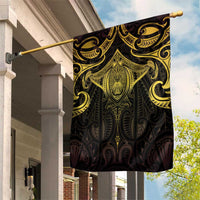 New Zealand Aotearoa Garden Flag Maori Manta Ray Moko Gold - Polynesian Pride
