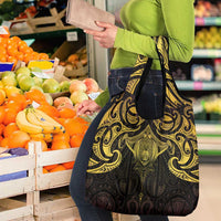 New Zealand Aotearoa Grocery Bag Maori Manta Ray Moko Gold LT05 - Polynesian Pride