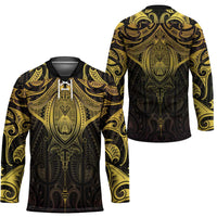 New Zealand Aotearoa Hockey Jersey Maori Manta Ray Moko Gold LT05 - Polynesian Pride