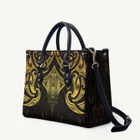 New Zealand Aotearoa Leather Bag Maori Manta Ray Moko Gold - Polynesian Pride