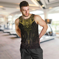 New Zealand Aotearoa Men Tank Top Maori Manta Ray Moko Gold LT05 Gold - Polynesian Pride