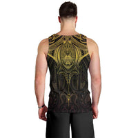 New Zealand Aotearoa Men Tank Top Maori Manta Ray Moko Gold LT05 - Polynesian Pride