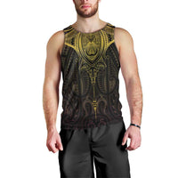 New Zealand Aotearoa Men Tank Top Maori Manta Ray Moko Gold LT05 - Polynesian Pride