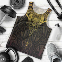 New Zealand Aotearoa Men Tank Top Maori Manta Ray Moko Gold LT05 - Polynesian Pride
