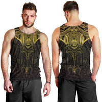 New Zealand Aotearoa Men Tank Top Maori Manta Ray Moko Gold LT05 - Polynesian Pride