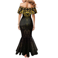 New Zealand Aotearoa Mermaid Dress Maori Manta Ray Moko Gold - Polynesian Pride
