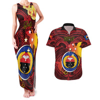 Personalized Papua New Guinea Gulf Province Couples Matching Tank Maxi Dress and Hawaiian Shirt Mix Coat Of Arms Polynesian Pattern LT05 Red - Polynesian Pride