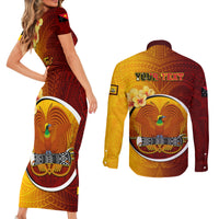 Personalized Papua New Guinea Western Province Couples Matching Short Sleeve Bodycon Dress and Long Sleeve Button Shirts Mix Coat Of Arms Polynesian Pattern LT05 - Polynesian Pride
