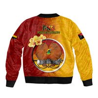 Papua New Guinea Madang Province Sleeve Zip Bomber Jacket Mix Coat Of Arms Polynesian Pattern LT05 - Polynesian Pride