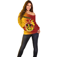 Personalized Papua New Guinea Madang Province Off Shoulder Sweater Mix Coat Of Arms Polynesian Pattern LT05 - Polynesian Pride