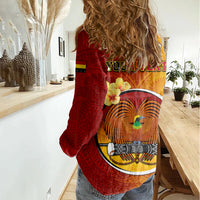 Personalized Papua New Guinea Madang Province Women Casual Shirt Mix Coat Of Arms Polynesian Pattern LT05 - Polynesian Pride