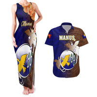 Papua New Guinea Manus Province Couples Matching Tank Maxi Dress and Hawaiian Shirt Mix Coat Of Arms Polynesian Pattern LT05 Brown - Polynesian Pride