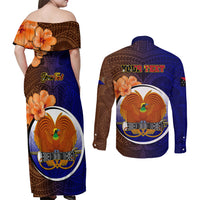 Personalized Papua New Guinea Manus Province Couples Matching Off Shoulder Maxi Dress and Long Sleeve Button Shirts Mix Coat Of Arms Polynesian Pattern LT05 - Polynesian Pride