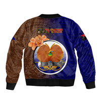 Personalized Papua New Guinea Manus Province Sleeve Zip Bomber Jacket Mix Coat Of Arms Polynesian Pattern LT05 - Polynesian Pride